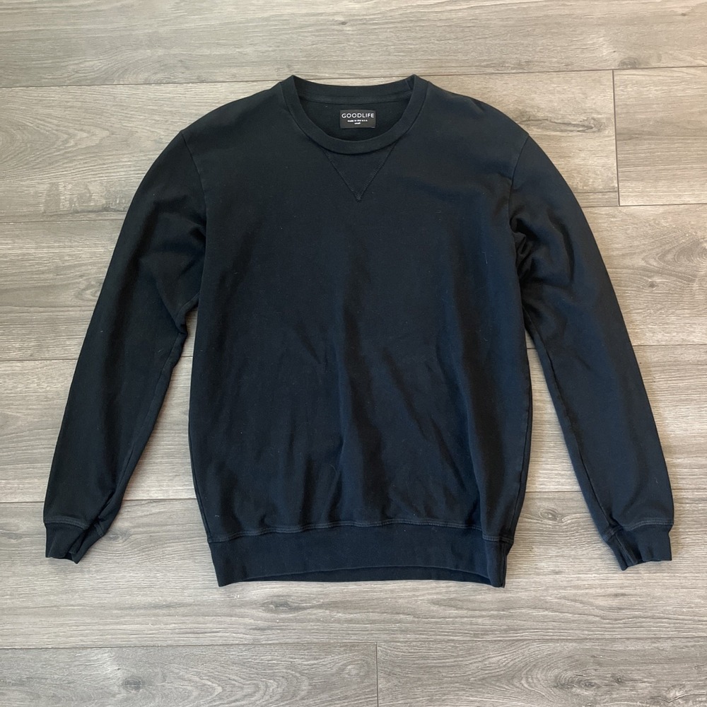 GOODLIFE Made In USA Mens S Pullover Sweatshirt Black